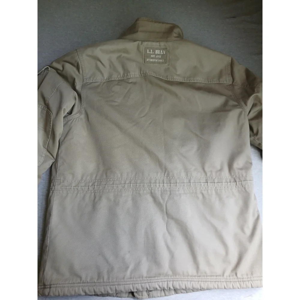 LL Bean Jacket Mens Large Field Utility Canvas Military Fleece Lined Work Barn